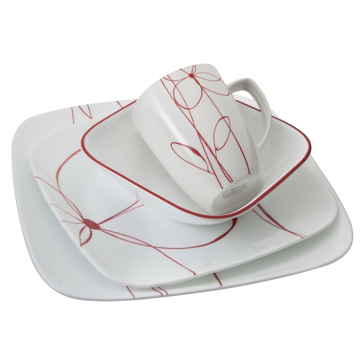 SET DE VAISSELLE CORELLE CARRÉ DAISY DAYS 16 pièces