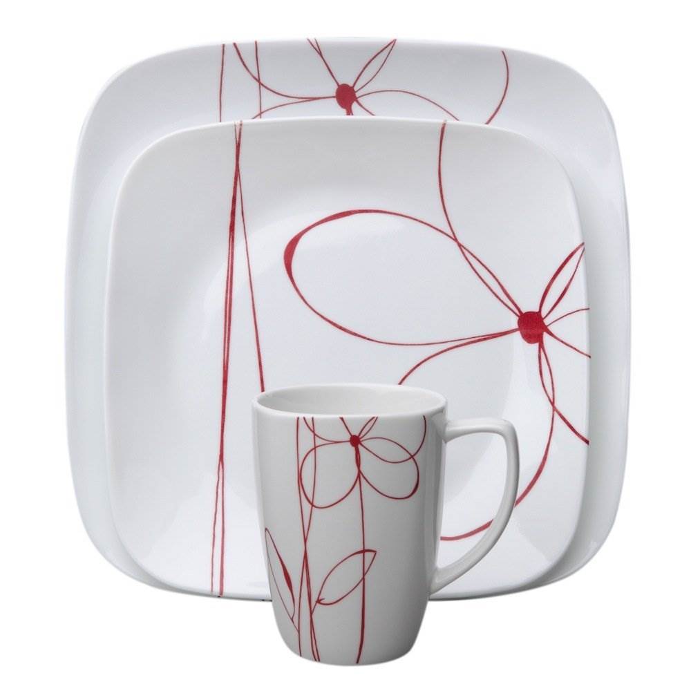 SET DE VAISSELLE CORELLE CARRÉ DAISY DAYS 16 pièces