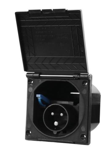 PRISE EXTERIEURE CEE SOCLE A ENCASTRER NOIR 105x105mm