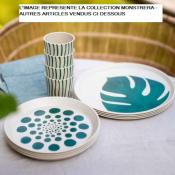 4 ASSIETTES 20.5CM BIO 100% NATUREL - MONSTRERA DOTS 