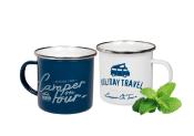 LOT DE 2 TASSES EMAILLES BAY CITY 400ml HOLIDAY TRAVEL