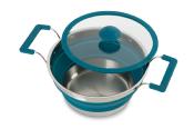 FAIT-TOUT 2L REPLIABLE EN ACIER INOX ET SILICONE BLEU PETROLE