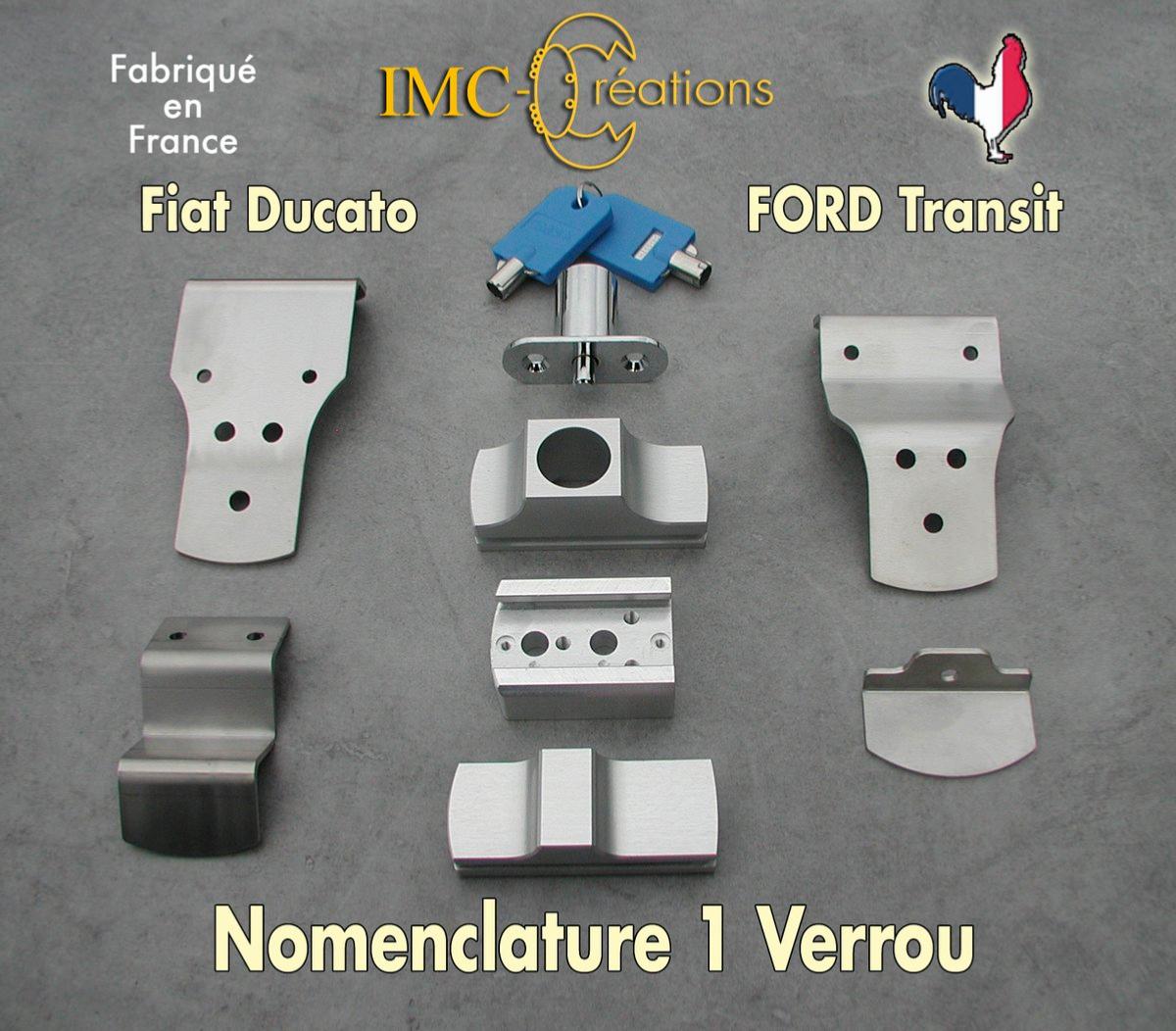 Set de 1 serrure pour cellule et 2 Verrous integres pour coffres, 2 Verrous  a clé porte Av nouveau Fiat DUCATO (modele a partir de 2022) IMC 2363