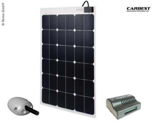 KIT CARBEST Panneau solaire Blanc 12V/110W Flex avec régulateur MPP et passe cable 