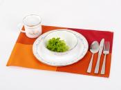 SET DE TABLE EN PVC COLORIS ORANGE et ROUGE - LOT DE 2 