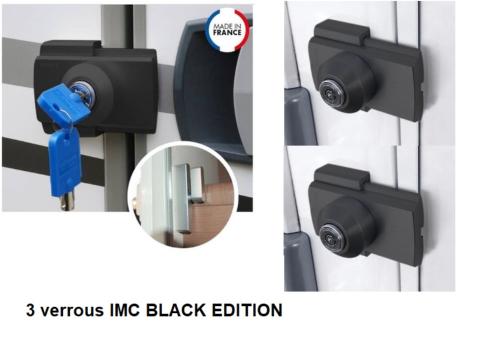KIT 3 VERROUS 1585 NOIRS IMC avec 3 Clés Identiques: 1 Cellule 1507B + 2 Coffres 1584B
