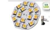 AMPOULE SMD-LED taille L - 15 LEDS Blanc chaud - 3 W-G4 Connectique Arrière