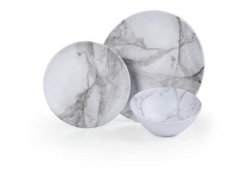 SET DE VAISSELLE EN MÉLAMINE 6 PIÈCES DÉCOR MARBRE - 2 PERSONNES