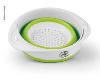 BOL SALADIER + PASSOIRE EN SILICONE PLIABLE  BLANC/VERT - 2 en 1