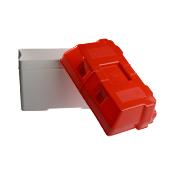 BAC A BATTERIE PLASTIQUE COUVERCLE ROUGE 33.6 × 22.5 × 27.4Cm