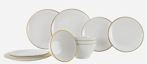 VAISSELLE ANTI-DERAPANTE GIMEX LINEA GOLD - 12 PIECES