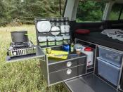 AMENAGEMENT AMOVIBLE REIMO CampingBox L-CM spéciale pour VW T5/T6 MULTIVAN ou CALIFORNIA BEACH - 118x80 x H 47 cm