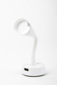 Spot LED avec bras flexible, port USB et interrupteur blanc