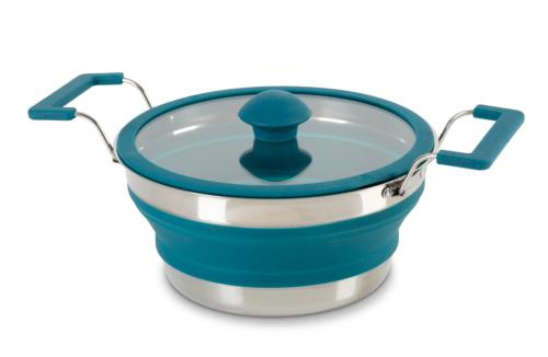 FAIT-TOUT 2L REPLIABLE EN ACIER INOX ET SILICONE BLEU PETROLE