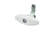 SERRURE DE COFFRE A PRESSION PUSH ELLIPSE LONGUE 110mm BLANC MAT sans barillet