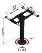 PIED DE TABLE COLONNE TELESCOPIQUE  340-715mm ROTATIF 360° ILSE 5919 A08