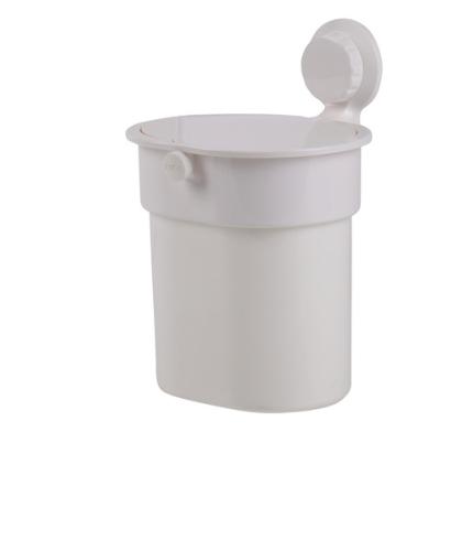 Poubelle à ventouse, blanche, jusqu'à 3kg, bouton poussoir 
