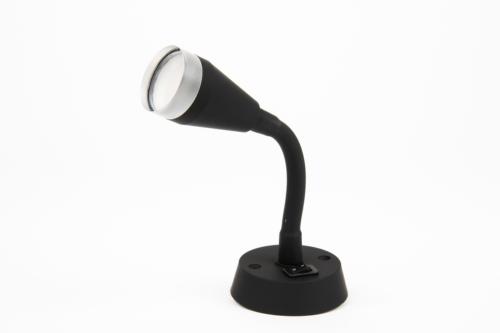 SPOT LED NOIR et ALU AVEC BRAS FLEXIBLE, INTERRUPTEUR