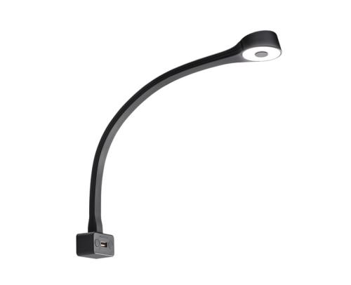 LAMPE LED COL DE CYGNE NOIRE - TETE RONDE avec USB