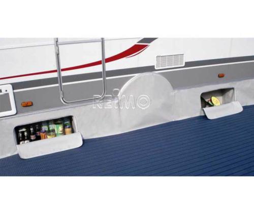JUPE DE PROTECTION DE BAS DE CAISSE AVEC 2 RANGEMENTS HINDERMANN - 500 X 50 CM