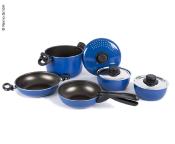 BATTERIE DE CUISINE ALUMINIUM BLEU/NOIR 9 PIECES