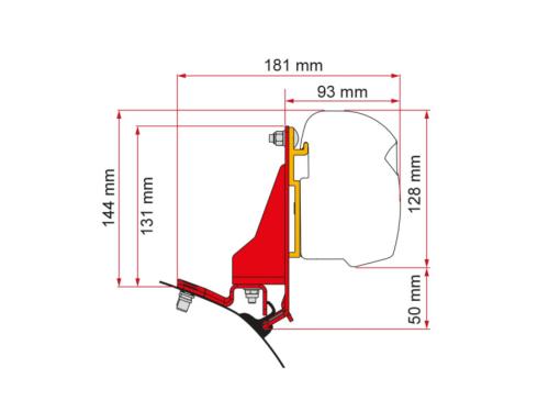 Adaptateur FIAMMA F43/F45 pour Ford V710 et VW Transporter>24 avec Multirail 