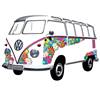 STICKER MURAL VW SAMBA FLOWER 180X120cm