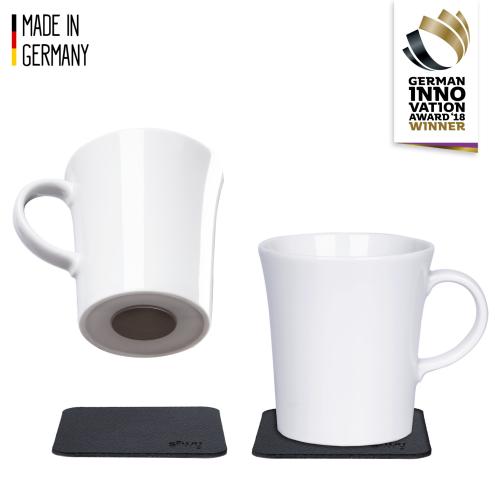 2 TASSES A CAFE PORCELAINE 270ml SILWY® AVEC NANO-GEL-PADS MAGNETIQUE