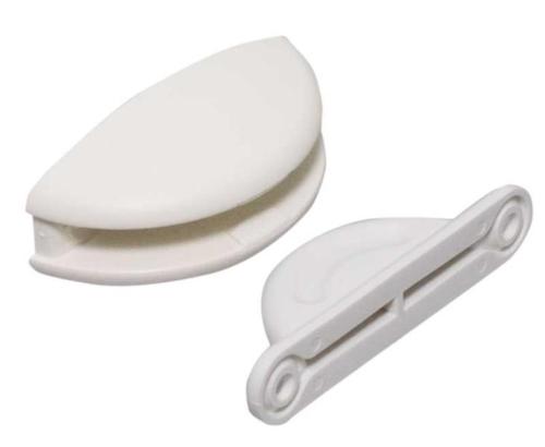 BUTEE DE PORTE PLASTIQUE BLANC EN DEMI LUNE - 2 PIECES