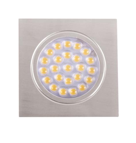 SPOT A ENCASTRER 24 LEDS ALU BROSSÉ 1.6W, avec interrupteur tactile 65x65x20 mm
