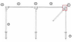 PIÈCE DE COIN POUR BARRE DE SOUTIEN PROTECTION VENT Ø28mm - N°6