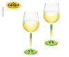 LOT DE 2 VERRES A VIN TRANSPARENT PIED COLORE VERT 0.37L - TARIFA