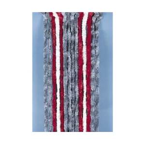 RIDEAU CHENILLE ANTI INSECTES - Gris/Rouge/Blanc - 56x185 cm