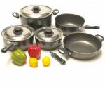 CASSEROLES POPOTE PREMIUM ALU TEFLON 11 PIECES