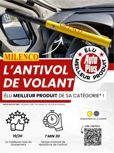 ANTIVOL VOLANT STANDARD HAUTE SECURITE MILENCO JAUNE