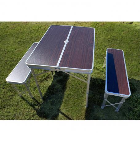 TABLE PIQUE-NIQUE VALISE AVEC 2 BANCS