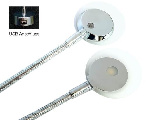 LAMPE DE LECTURE LED A BRAS FLEXIBLE 280mm AVEC PRISE USB