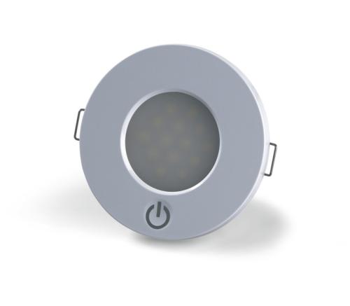 SPOT ENCASTRABLE ARGENTE 14 LEDS INTERRUPTEUR TACTILE 2.5W, 75mm