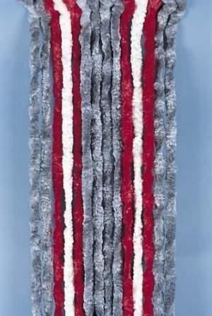 RIDEAU CHENILLE ANTI INSECTES - Gris/Rouge/Blanc - 56x185 cm