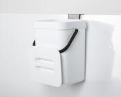 Poubelle 3l Blanche 15,6x12x20,5cm, avec couvercle, à suspendre à la porte