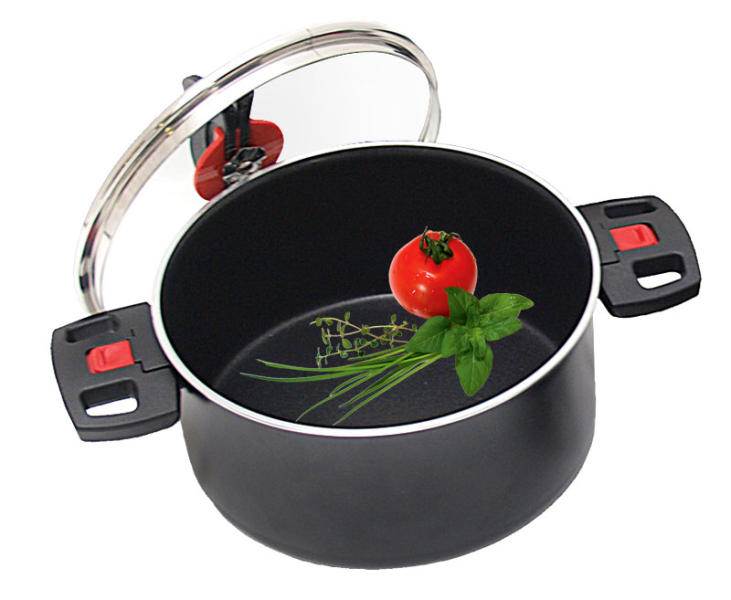 CASSEROLE ANTI-ADHESIVE NOIRE AVEC 2 POIGNEES REPLIABLES 24CM