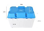 BAC A BATTERIE PLASTIQUE COUVERCLE BLEU AVEC SANGLE 35 × 21 × 28Cm