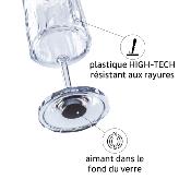 2 VERRES A VIN PLASTIQUE 30cl SILWY® AVEC SOUS-VERRE MAGNETIQUE