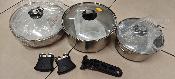 CASSEROLES INOX RIVA + COUVERCLES / MANCHE AMOVIBLE - LOT DE 3