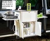 MEUBLE EASY-KITCHEN BLANC AVEC EVIER DOUCHETTE pour VW T5/T6 KOMBI ou VITO LONG KOMBI