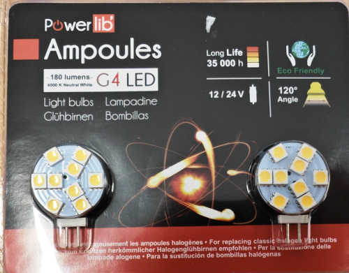 AMPOULE SMD-LED G4 9 LEDS Blanc Chaud 1.4W 180 lumen - boite de 2 