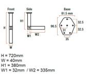 PIED DE TABLE ARTICULATION CENTRALE - PLIANT 310/740mm