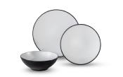 Set de vaisselle en mlamine Fjord 6 pices, pour 2 personnes, blanc/noir mat