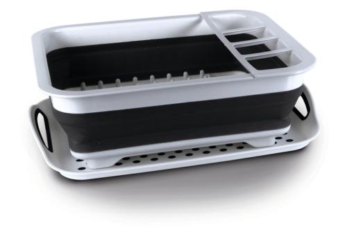 EGOUTTOIR PLIANT EN SILICONE GRIS ET BLANC 37x31x6/13cm