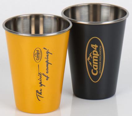 Mug en acier inoxydable HARMONY en lot de 2 - jaune & anthracite 